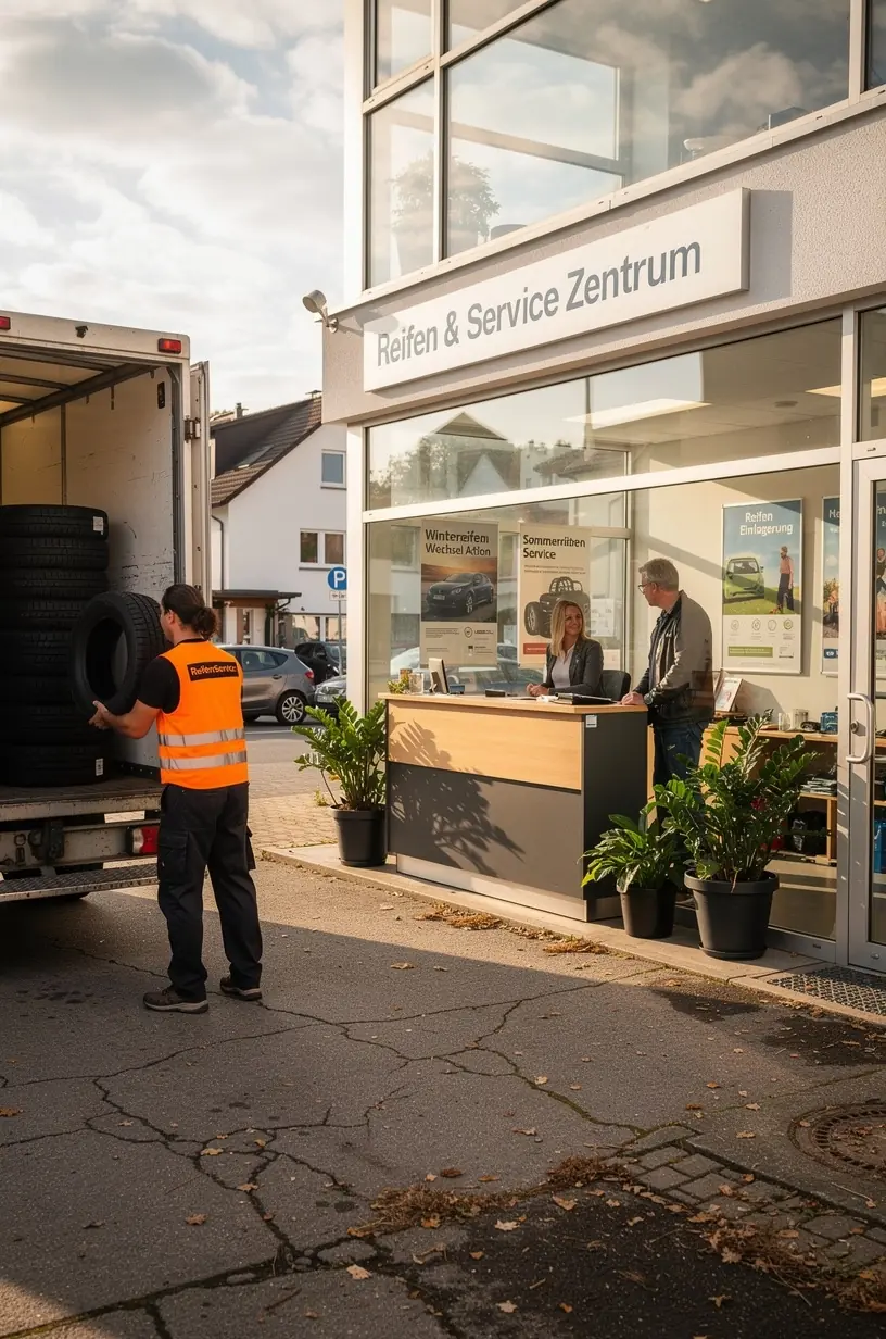 Übersichtliche Darstellung von saisonalen Servicepaketen für Reifenwechsel und Wartung.